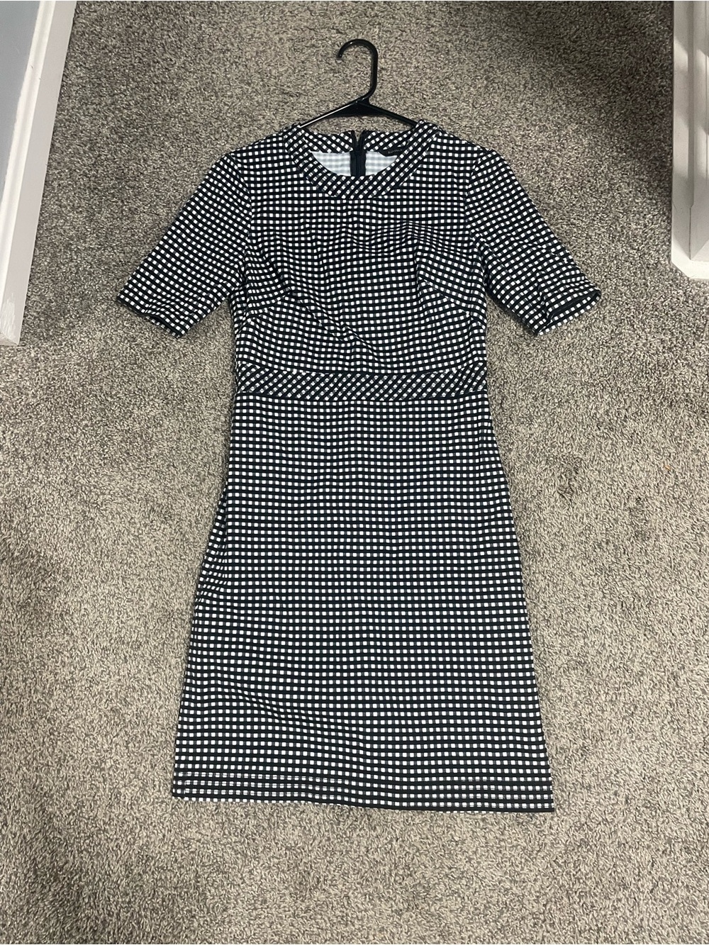 Banana Republic Black White Short Sleeve Gingham Dress Womens 4 Plaid Check